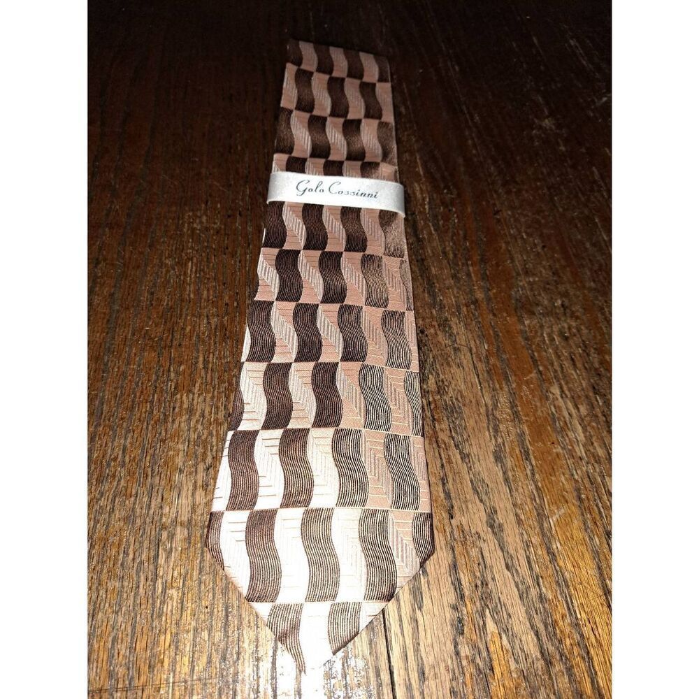 New Galo Cossinni Silk Handmade Mens Dress Neck Tie Pink Black NWT